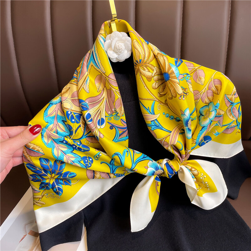 Modna kwadratowa chustka 2022 jedwabny szal z diagonalu damska luksusowa marka hidżabowa chustka chustka chusty damskie chusty Foulard