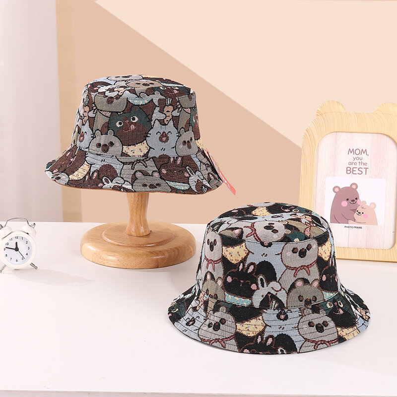 만화 인쇄 작은 동물 어부 모자, 맞춤형 패션 레저 자외선 차단 태양 모자, 어린이 자외선 차단 태양 모자, 신제품