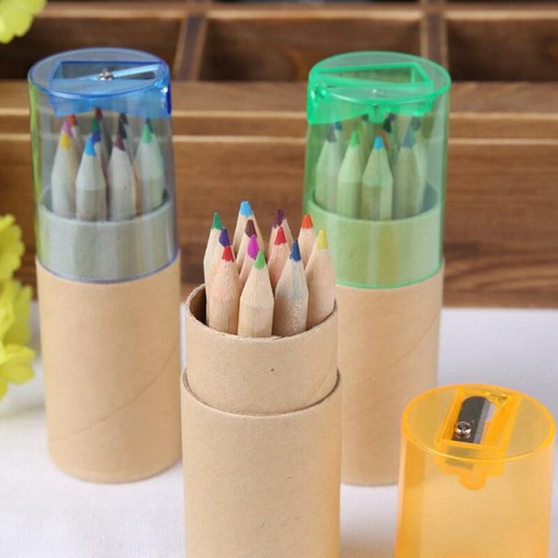 子供のための木製の色鉛筆6/12個,芸術的な描画のための筆記用鉛筆
