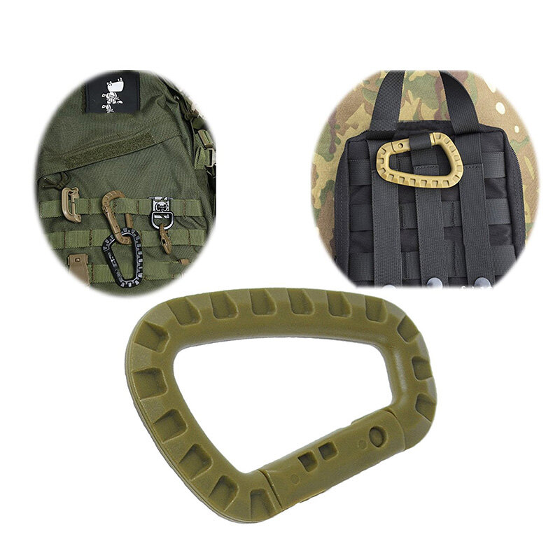 5pcs 8.5cm Tactical Backpack Buckle Fast Tactical Carabiner Plastic Hook D Shape Mosqueton EDC Gear For Outdoor Camping