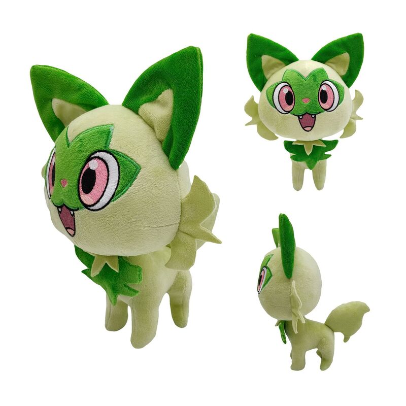 Плюшевая кукла 25 см Sprigatito, Покемон из японского фильма, аниме кошка Sprigatito, зеленая лиса, Fuecoco Quaxly, мягкая игрушка, подарок для детей на день рождения