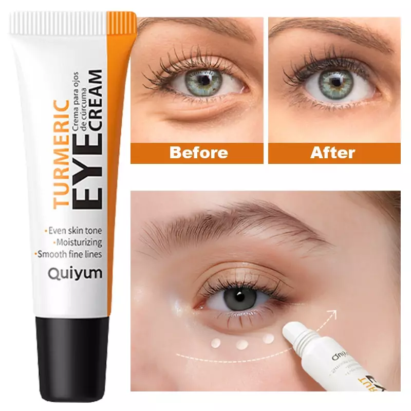 LAIKOU & Quiyum Turmeric Eye Cream Anti-Wrinkle Cream Remove Dark Circles Fades Fine Lines Eye Bags Removal Puffiness Firming
