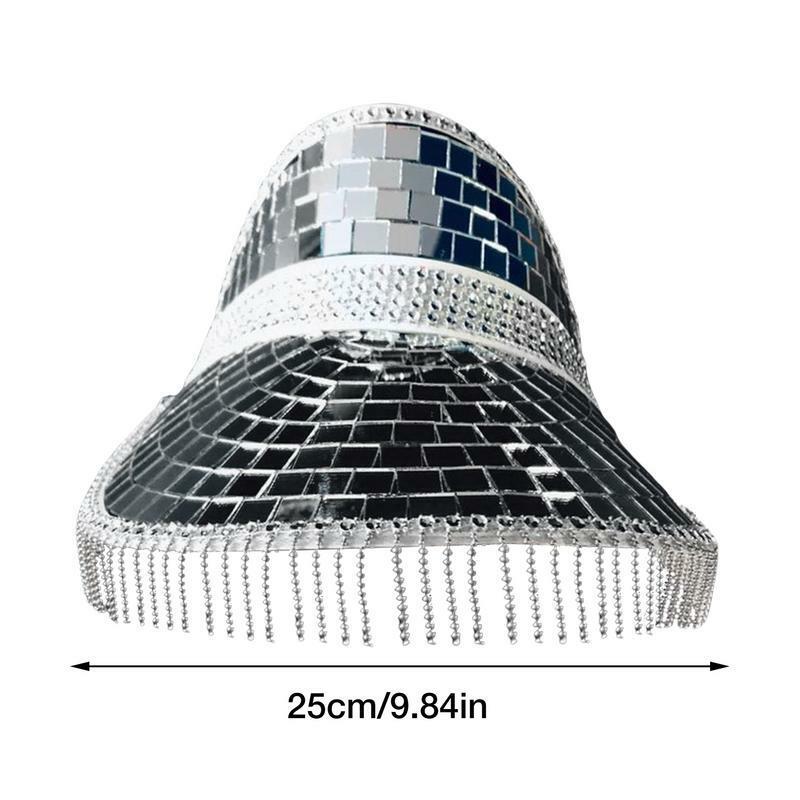 Disco Ball Caps with Retractable Visor Glitter Mirror Glass Disco Ball Hat Stunning Disco Ball Hats for DJ Club Stage