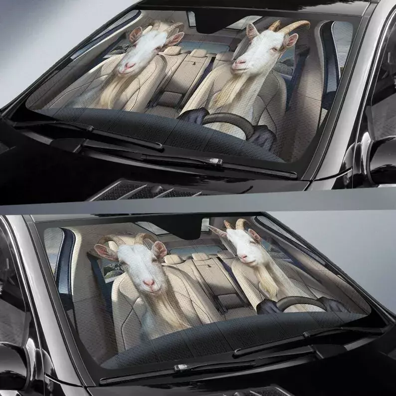 مظلة على شكل حيوان للسائق الآمن ، غطاء شمس للسيارة ، غطاء سيارة ، واقي نافذة ، إكسسوارات سيارة ، ماعز ، مخصص