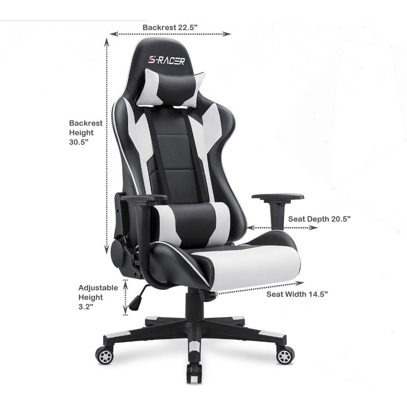 Silla de oficina ergonómica, asiento ejecutivo giratorio, ajustable, con reposacabezas y soporte Lumbar