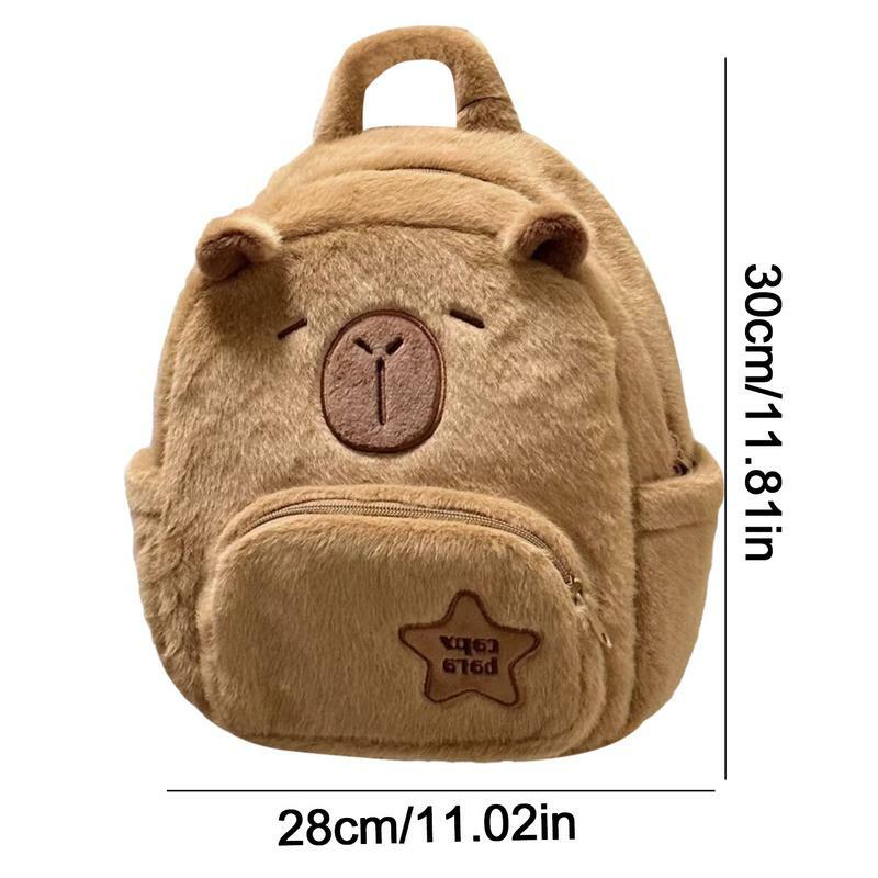 Плюшевый Рюкзак с животными, милый мягкий и удобный рюкзак большой емкости для кукол капибара, яркая Подушка капибара