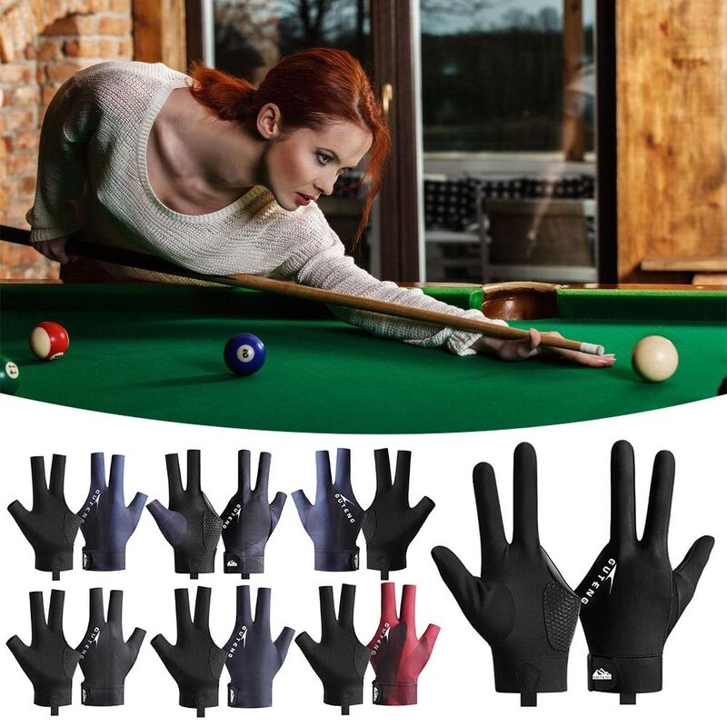 Sarung tangan Biliar tangan kanan dan kiri sarung tangan latihan Billiard elastis antilembap sarung tangan biliar