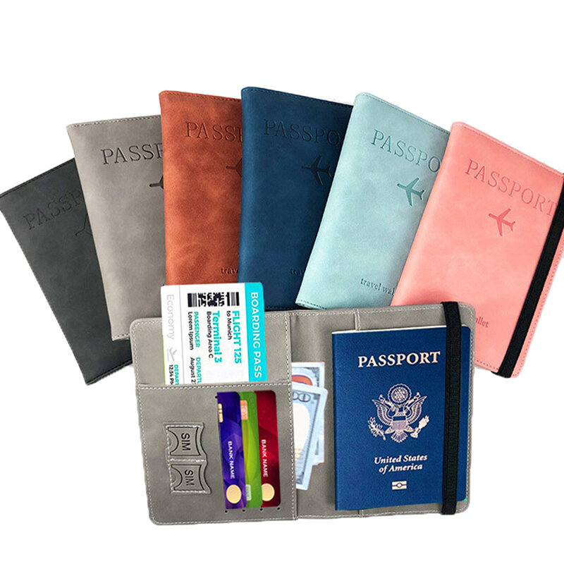 PU RFID 여권 커버 신용 ID 카드 지갑, 방수 문서 다기능 ID 은행 카드 지갑 케이스, 여행 액세서리, 1PC