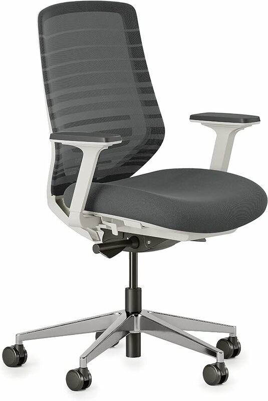 Chaise ergonomique Branche, chaise de bureau polyvalente, support lombaire réglable, dossier en maille respirante, roues lisses