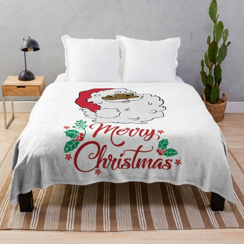 Черная Рождественская футболка с Санта-Клаусом, тонкое одеяло, винтажное одеяло, многофункциональное одеяло для сна