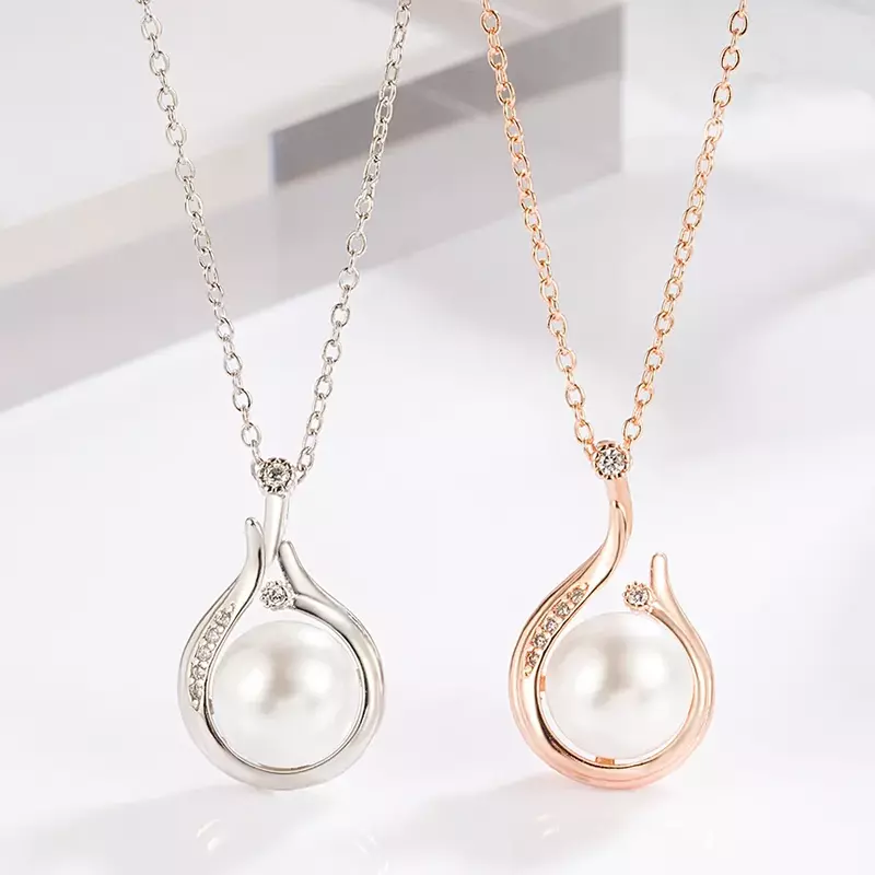 925 Sterling Silver Pearl Pendant Conjuntos de Jóias Elegantes para Mulheres, Brinco e Colar, Acessórios de Luxo, Atacado