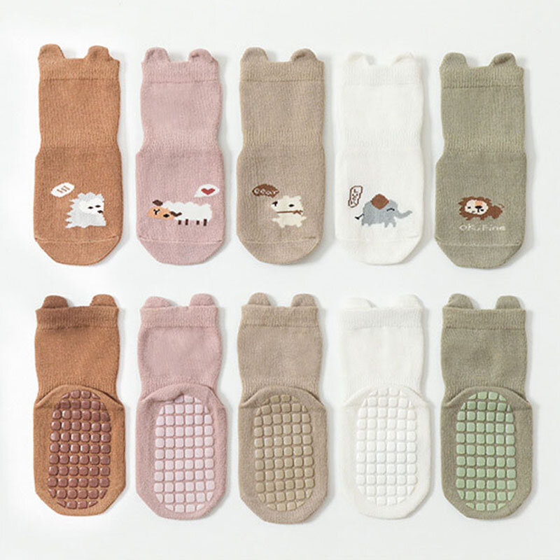 Modamama-Calcetines antideslizantes para bebé, medias cálidas de algodón, diseño bonito, para otoño, 3 pares