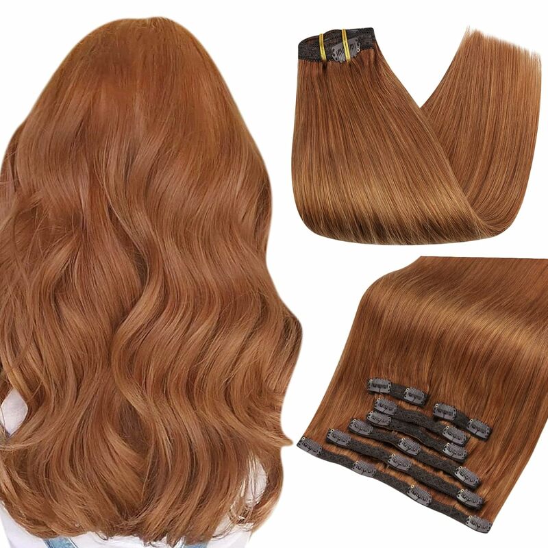 Clip di estensioni dei capelli umani Full Shine nelle estensioni dei capelli Remy 7PCS 105g estensione dei capelli a doppia trama capelli umani per donna