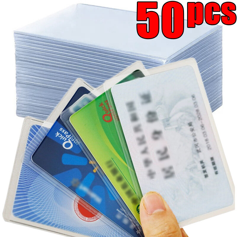 Protecteur de cartes en PVC transparent conviviale ré, couverture de carte d'identité de crédit, support anti-magnétique, conteneur de carte postale, sacs de rangement, étui, 1-50 pièces