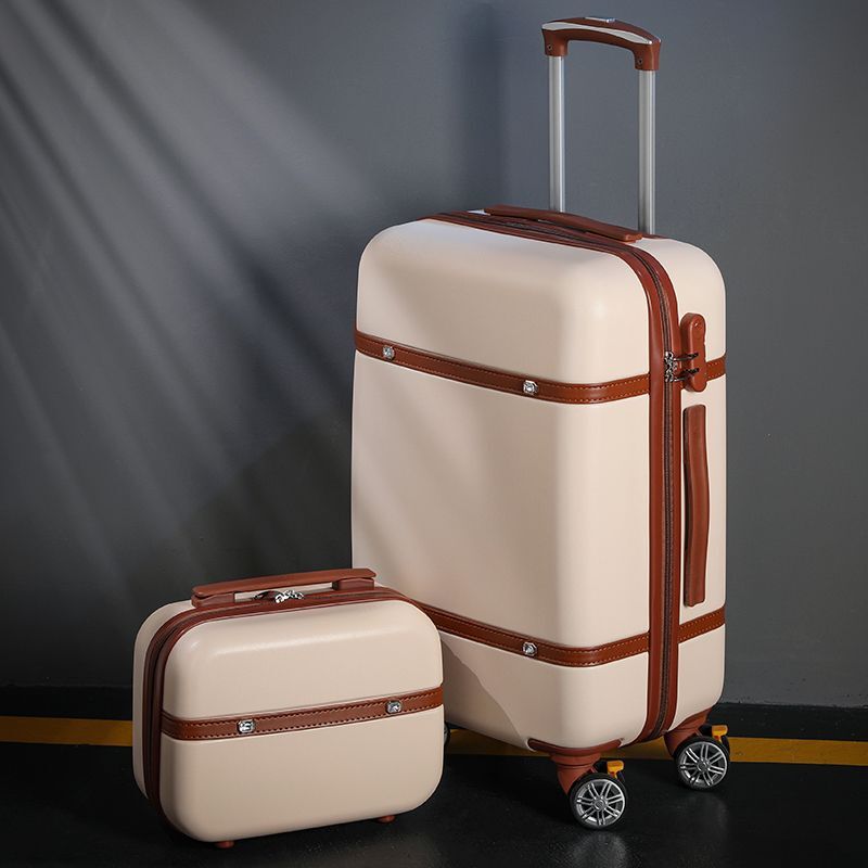 GL Rolling Luggage Set Women Fashion Combination Lock Travel Suitcase Set Universal Cosmetic Bag Retro 2pcs Trolley Luggage Set