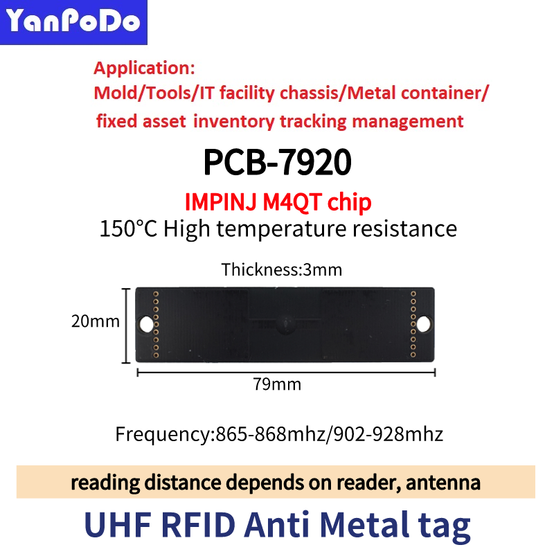 865MHZ forte adesivo PCB UHF RFID Anti Metal Tag EPC Gen2 Long Range 10m 915MHZ RFID tag in metallo per strumenti Smart Shelf Tracking