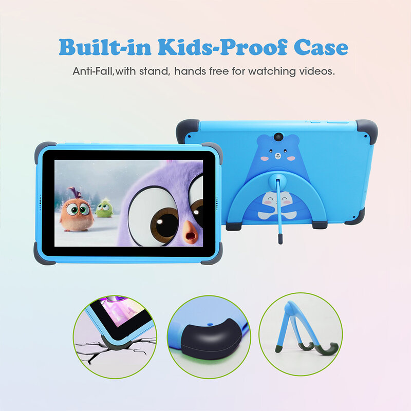 Weelikeit 8 Zoll Kinder Tablet für Kinder Android 11 1280x800 ips Kinder lernen Tablet 2GB 32GB Quad Core 4500mah WiFi mit Ständer