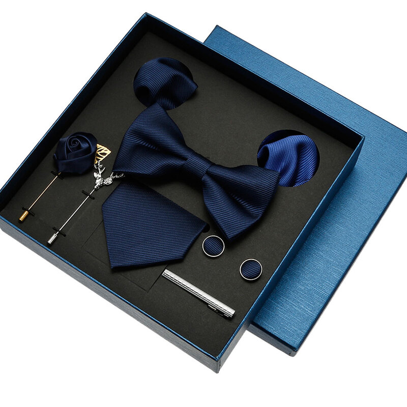 Czerwony niebieski klasyczny jedwabne krawaty dla mężczyzn kieszonkowe zestawy kwadratowe spinki do mankietów męskie jednolity kolor krawat przyjęcie prezent ślubny dla mężczyzn krawat zestaw
