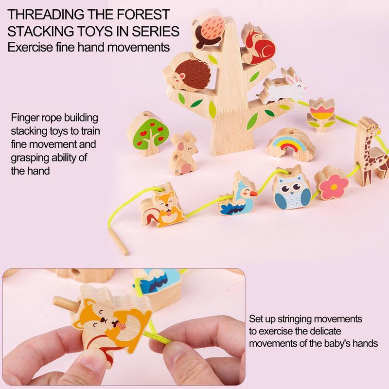 ของเล่นไม้ทรงตัวจากป่าทำจากไม้บล็อกของเล่นตัวต่อสร้างสมดุล permainan susun รูปสัตว์การ์ตูนของเล่นสุดสร้างสรรค์