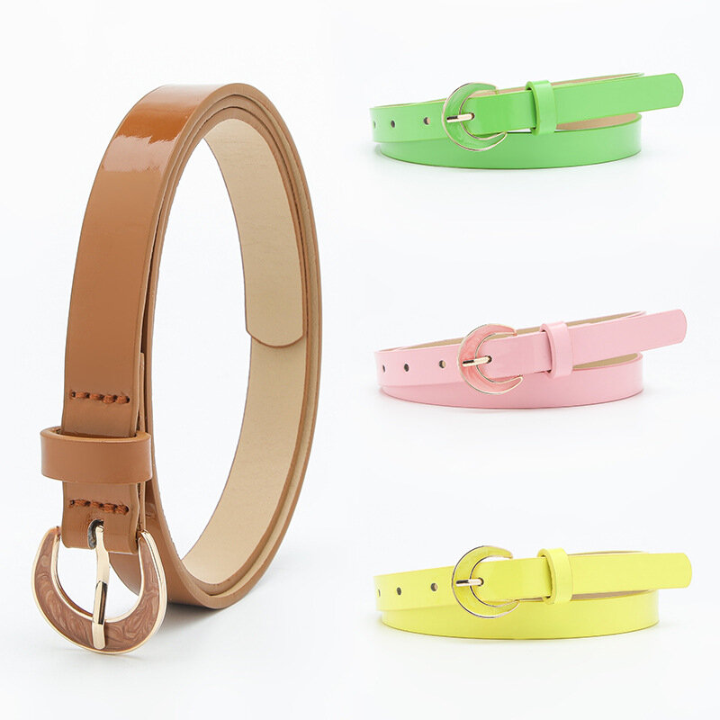 Multi-color Lady's Slender Thin Belt Square Head Pin Buckle Women Waist Belt Elastic Waist Belt Candy Color Jeans Buckle Belt