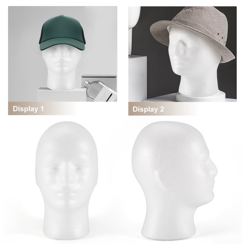نموذج حامل مانيكان من الستايروفوم ، مانيكان ذكور وإناث ، عرض شعر مستعار وقبعة ، #2 ، 1X