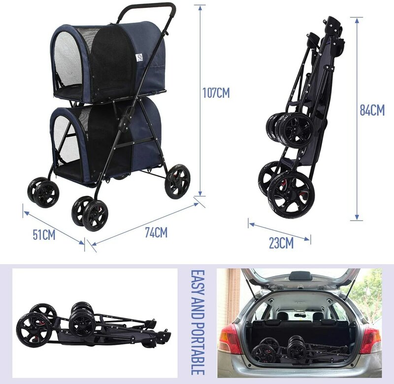 Factory Direct Sales Completely New 400D Oxford Cloth + Iron Frame Trolley Pet for Family