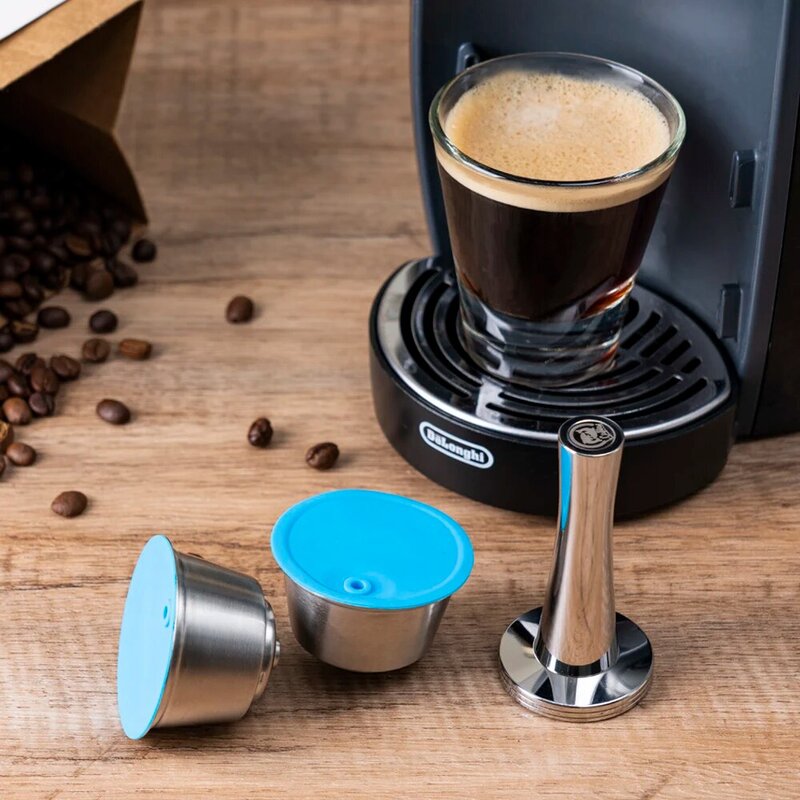Navulbare Rvs Metal Herbruikbare Dolce Gusto Capsule Siliconen Cover Dolce Gusto Koffie Machine Koffie Lepel Met Clip