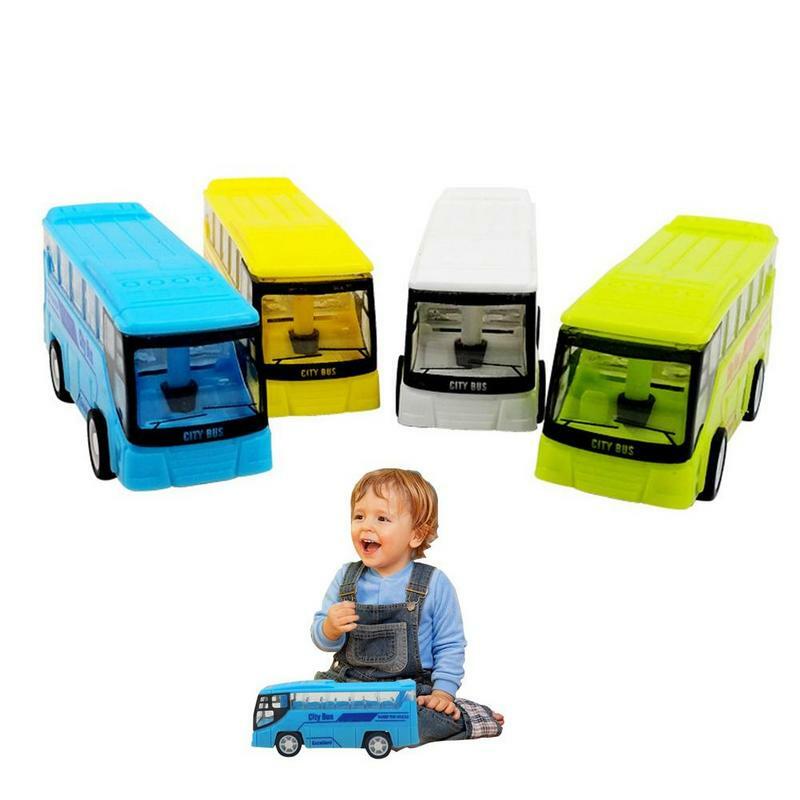 Mini lega pressofuso tirare indietro modello di auto giocattolo per ragazzi bambino portatile cartone animato Puzzle di plastica auto giocattolo per bambini 4 colori