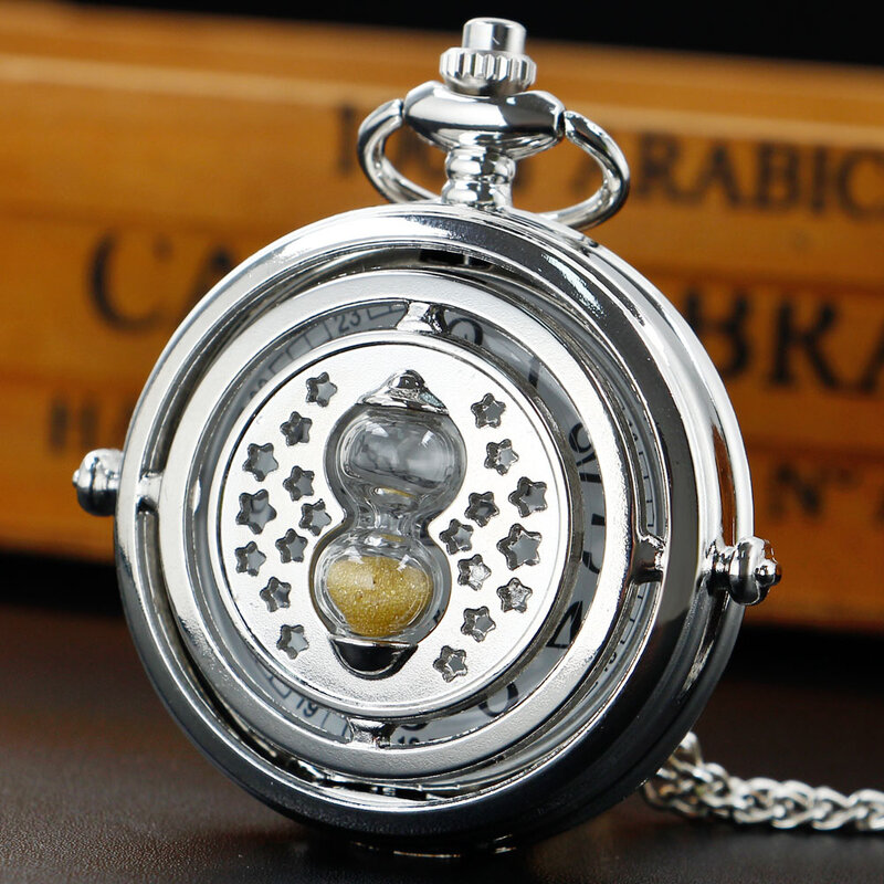 Reloj de bolsillo de cuarzo para hombre y mujer, pulsera clásica de lujo con diseño de esfera ahuecada de plata, collar con colgante neutro, regalo, novedad