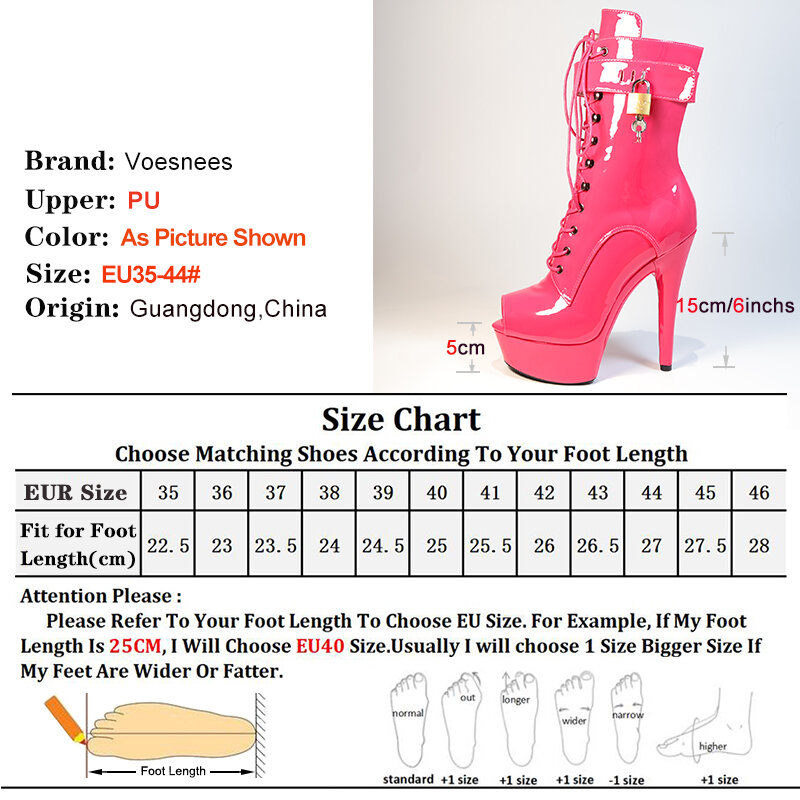 Czerwone seksowne buty damskie z odkrytymi palcami 15cm sznurowane buty na wysoki cienki obcasie buty do kostek na platformie Unisex Plus Size kłódkami