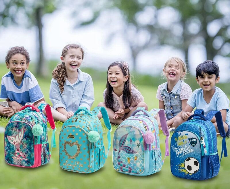 Sequin Tower School Bags Set para crianças, mochila infantil, mochila primária para meninas adolescentes, sacos de livros impermeáveis
