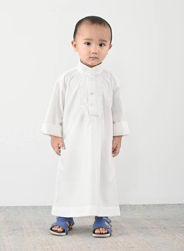 Batas blancas bordadas de Oriente Medio para niños, Dubai, Arabia Saudita, Nuevo