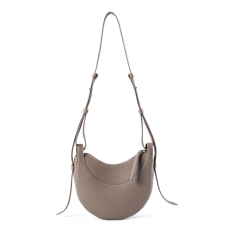 Parisian-style niche 10A semicircle bag Number ten first-tier leather one-shouldered armpit saddle bag woman bag