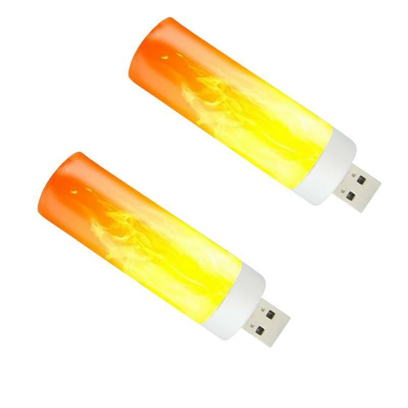 LED Flame Effect Light Flame Bulb USB Rechargeable Save Energy LED Flame Light Fireplace Lights For Room Party Bar Decor