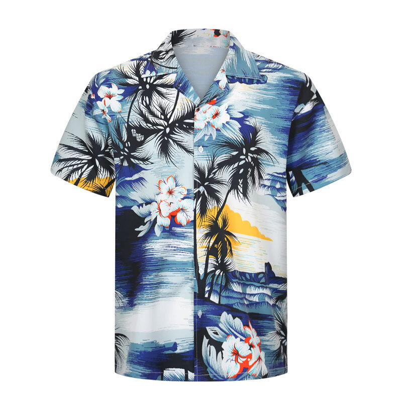 Рубашка мужская с короткими рукавами, тонкая свободная с 3D-принтом, в европейском и американском стиле, весна-лето 2024