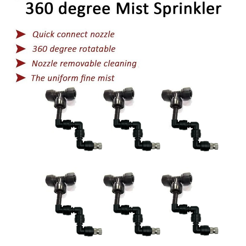 Bocais de nebulização ajustável 360 graus sprinkler 6pcs kit de bocal de pulverizador terrário jardim com efeito de estufa conectores de irrigação