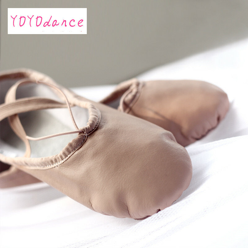 Zapatos De Ballet planos De cuero compuesto para mujer, Zapatillas De Yoga De Punta De Ballet, color rosa y negro