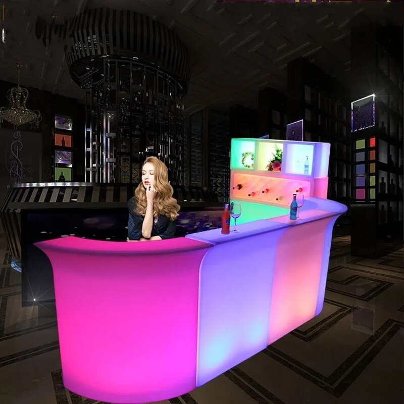 110CM Height LED Luminous Bar Counter waterproof rechargeable Rundbar LED furniture 16 Color Changing Club Waiter bars disco