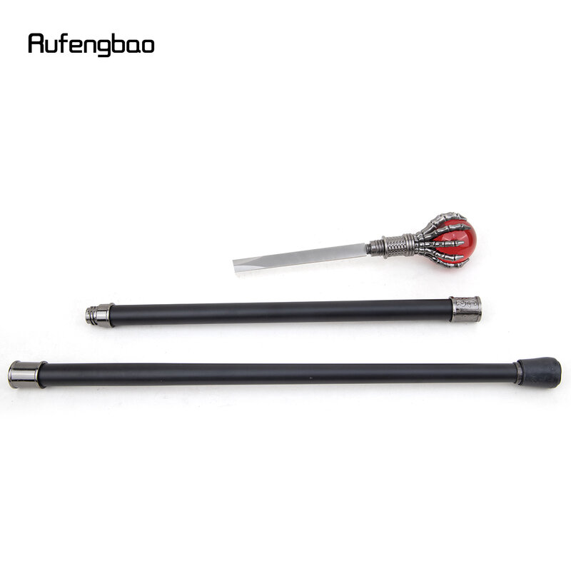 Red Glass Ball  Steampunk Walking Stick with Hidden Plate Self Defense Fashion Cane Plate Cosplay Crosier Stick 93cm