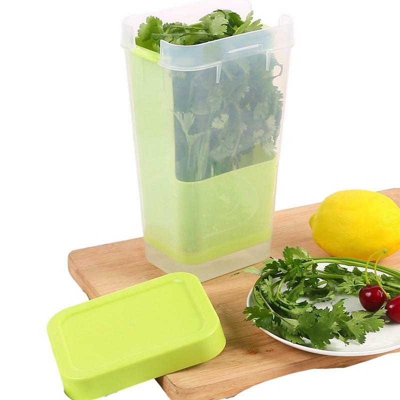 กล่องเก็บของสีเขียวที่เก็บของแกดเจ็ตเก็บสมุนไพรสำหรับห้องครัวถ้วยเก็บความสดวานิลลา