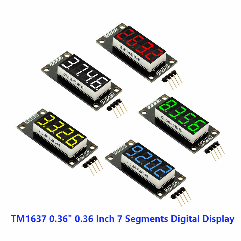 4-значная трубка цифрового дисплея 0,36 дюйма 0,36 дюйма, десятичная 7 сегментов, светодиодная Модульная плата TM1637 для Arduino, красный, зеленый, желтый, синий, белый