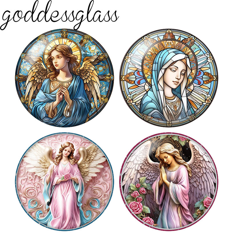 Christian Virgin Mary Icon Faith Blessed you 10pcs 12mm/18mm/20mm/25mm Round Photo glass cabochon demo flat back Making findings