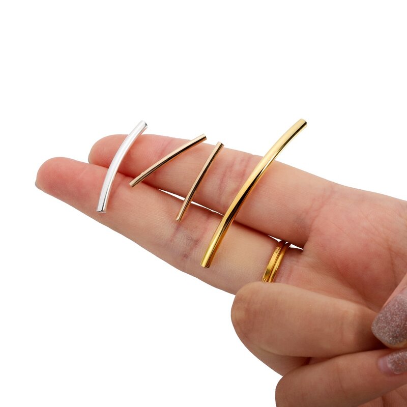 100 Stks/partij 25-30Mm Goud Streep Koperen Curve Tube Spacer Kralen Connectors Voor Diy Armband Sieraden maken Accessoires