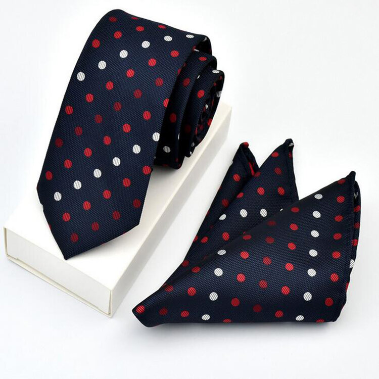 Conjunto de corbata de punto a cuadros para hombre, corbata delgada de 6CM, corbatas y pañuelo para oficina, negocios, boda, pañuelo de moda, pañuelos de bolsillo sin caja