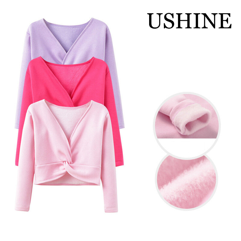 Ushine-子供用長袖ぬいぐるみシャワン、ダンス服、厚手のセーター、女の子、秋冬用のアウターウェア
