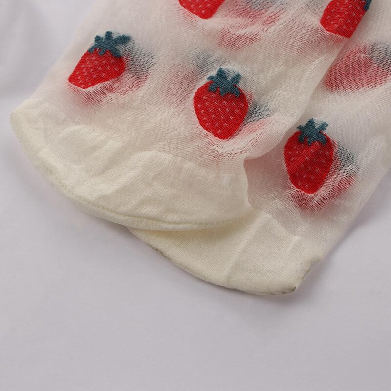 Chaussettes Tube transparentes en dentelle pour femmes, nouvelle collection été, fraise JK Lolita, japonaise, mignonnes, respirantes, bonneterie de Style universitaire INS