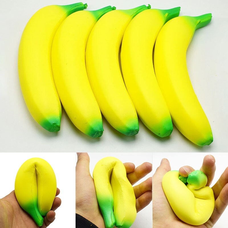 Anti-stress squishy banana brinquedos lento subindo jumbo squishy fruta squeeze brinquedo engraçado aliviar o estresse reduzir pressão prop
