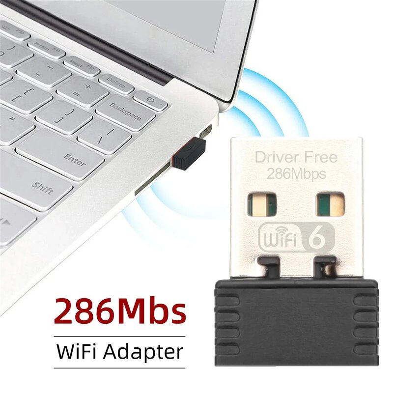 Mini Usb Wifi 6 Dongle Netwerkkaart 2.4Ghz Wi-Fi Lan Adapter Driver Gratis Voor Pc Laptop Windows 7 10 11 300M 150M Ontvanger