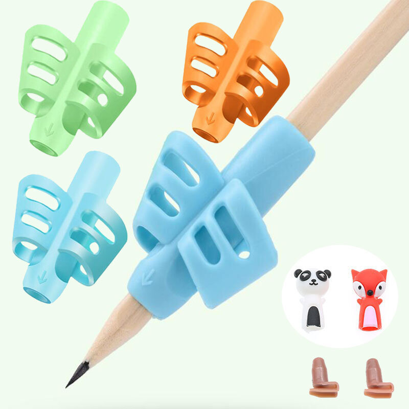 3 Pieces + 2 Gifts Children's Pen Holder Non-toxic Pencil Holder Pen Posture Correction Tools Office and School Supplies