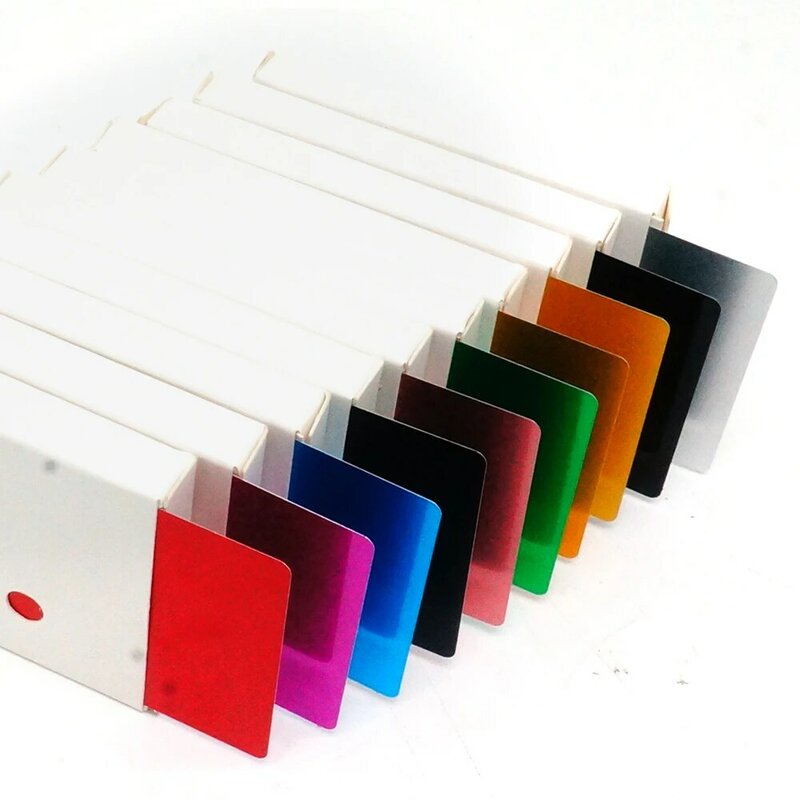Cartão em branco da liga de alumínio da máquina da marcação do laser da fibra dos cartões de visita do metal 50 pces coloridos